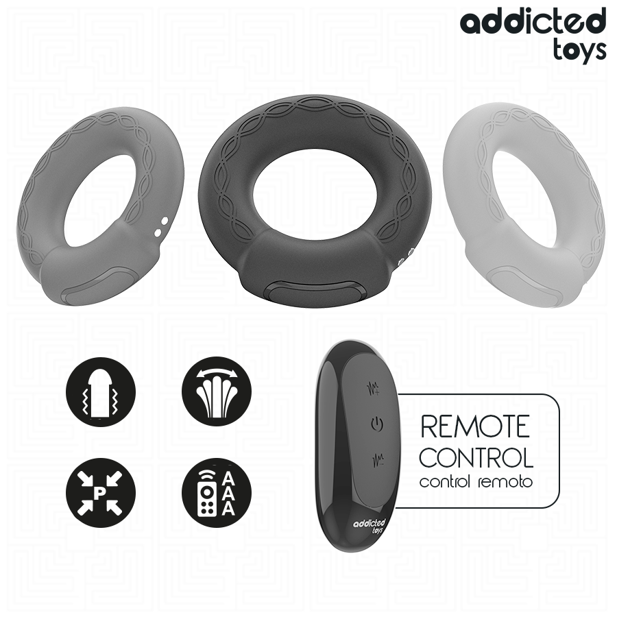 ADDICTED TOYS - ANEL PÊNICO VIBRANTE COM EFEITO DE AQUECIMENTO E CONTROLE REMOTO