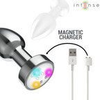 INTENSE - PLUG ANAL DE METAL VIBRANTE COM LUZES LED E CONTROLE REMOTO - TAMANHO M