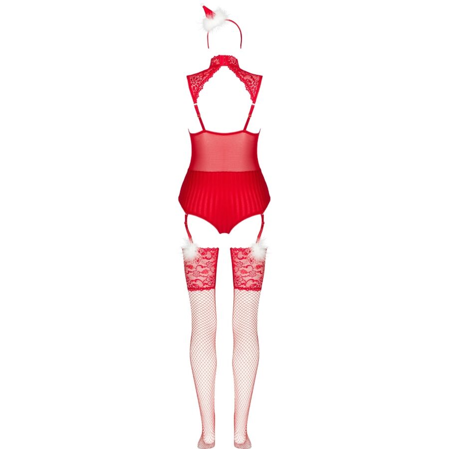 LIVCO CORSETTI FASHION - LIMPID SNOWFLAKES LC 90604 BODY + MEIAS + TIARA DE NATAL TAMANHO L/XL