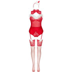 LIVCO CORSETTI FASHION - LIMPID SNOWFLAKES LC 90604 BODY + MEIAS + TIARA DE NATAL TAMANHO L/XL