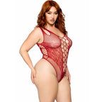 LEG AVENUE - 81641X Body sem costura Borgonha Tamanho 1X/2X