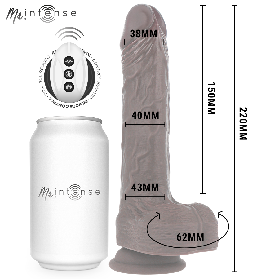 MR INTENSE - MATT REALISTA MULTIFUNCIONAL COM VIBRAÇÃO PARA CIMA E PARA BAIXO, CONTROLE REMOTO, 22 CM -O- 4 CM