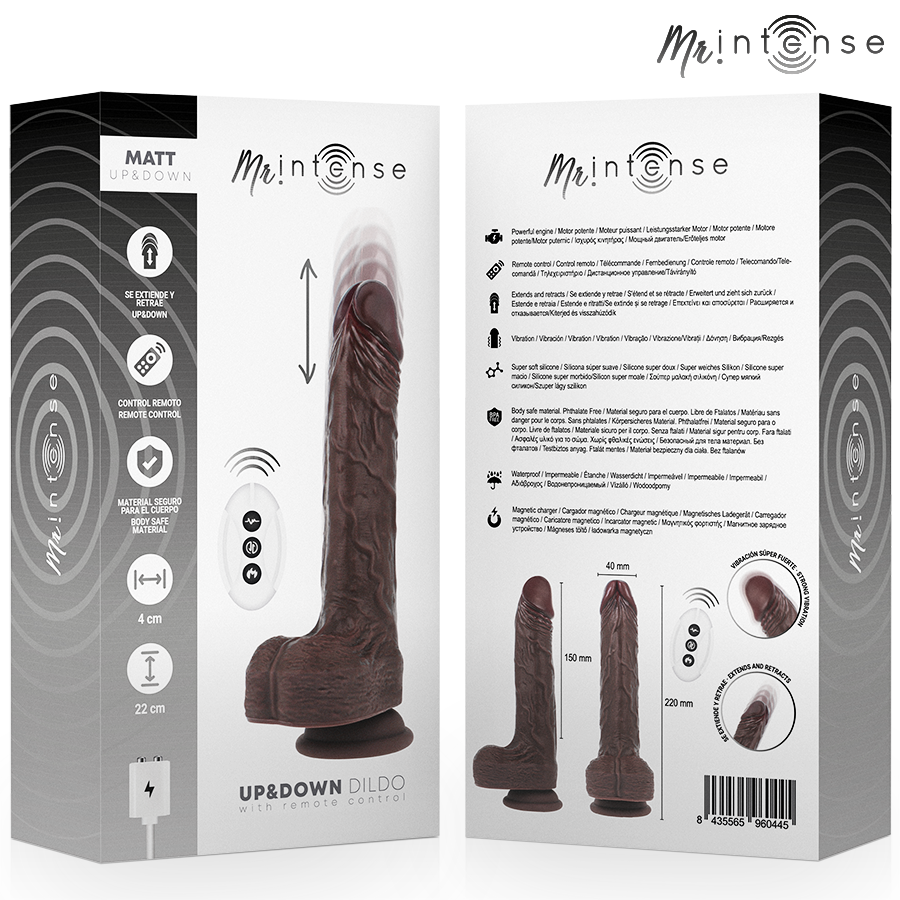 MR INTENSE - MATT REALISTA MULTIFUNCIONAL COM VIBRAÇÃO PARA CIMA E PARA BAIXO, CONTROLE REMOTO, 22 CM -O- 4 CM