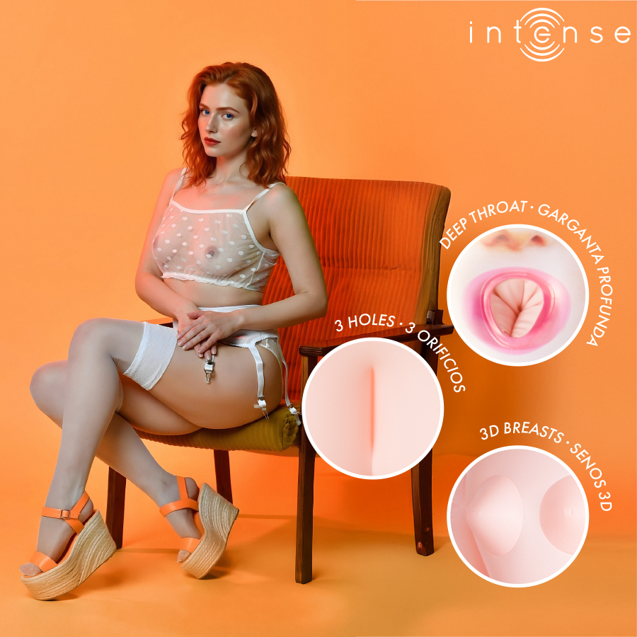 INTENSE DOLLS - BONECA INFLÁVEL SCARLETT COM TRÊS ORIFÍCIOS