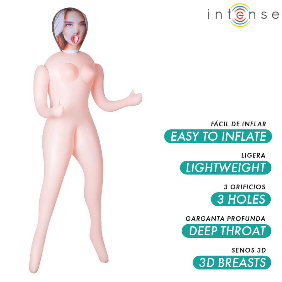 INTENSE DOLLS - NICOLE BONECA INFLÁVEL COM TRÊS ORIFÍCIOS