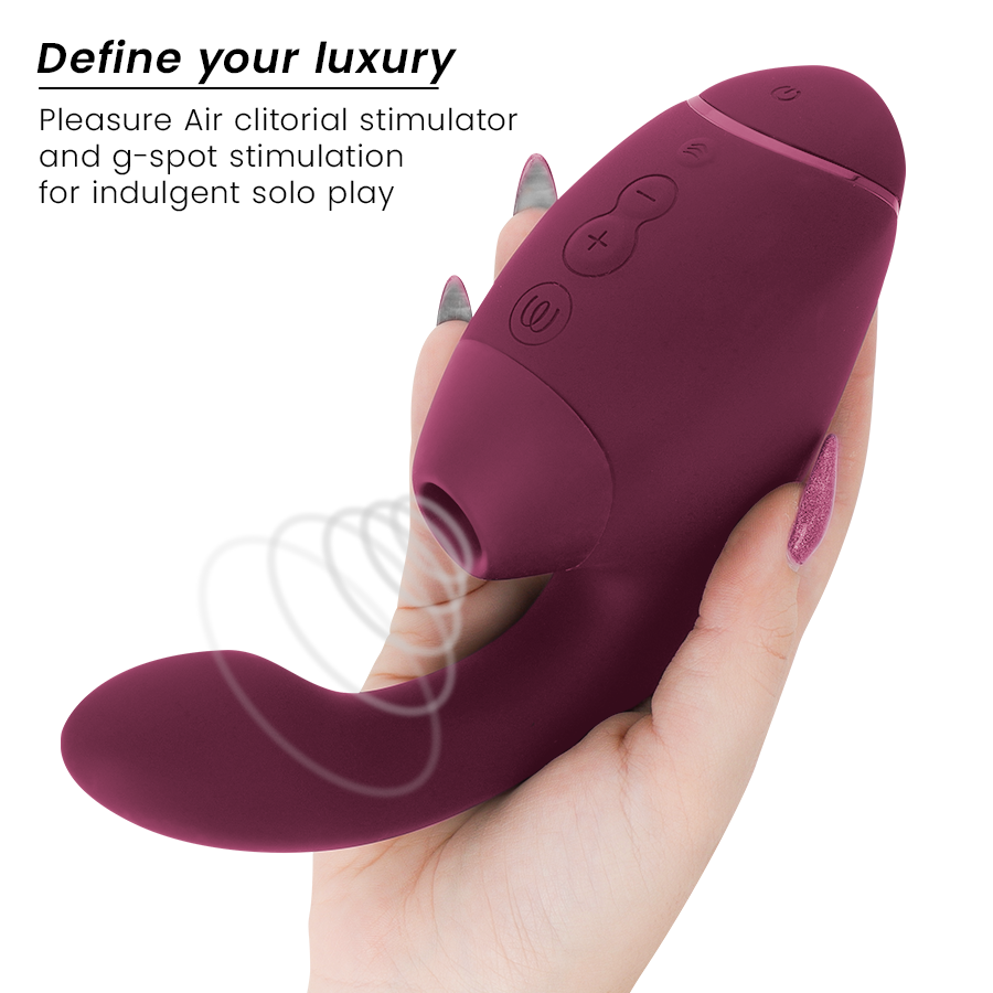 WOMANIZER - DUO NEXT ESTIMULADOR DUPLO DE CLITOR E PONTO G ROSA ESCURO