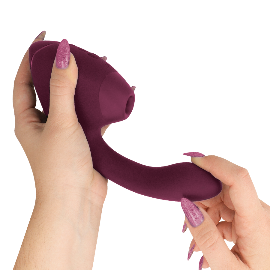 WOMANIZER - DUO NEXT ESTIMULADOR DUPLO DE CLITOR E PONTO G ROSA ESCURO