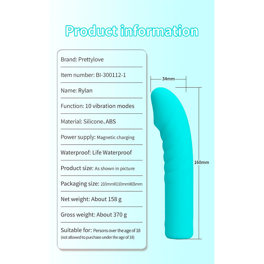PRETTY LOVE - RYLAN VIBRADOR AZUL PARA PONTO G