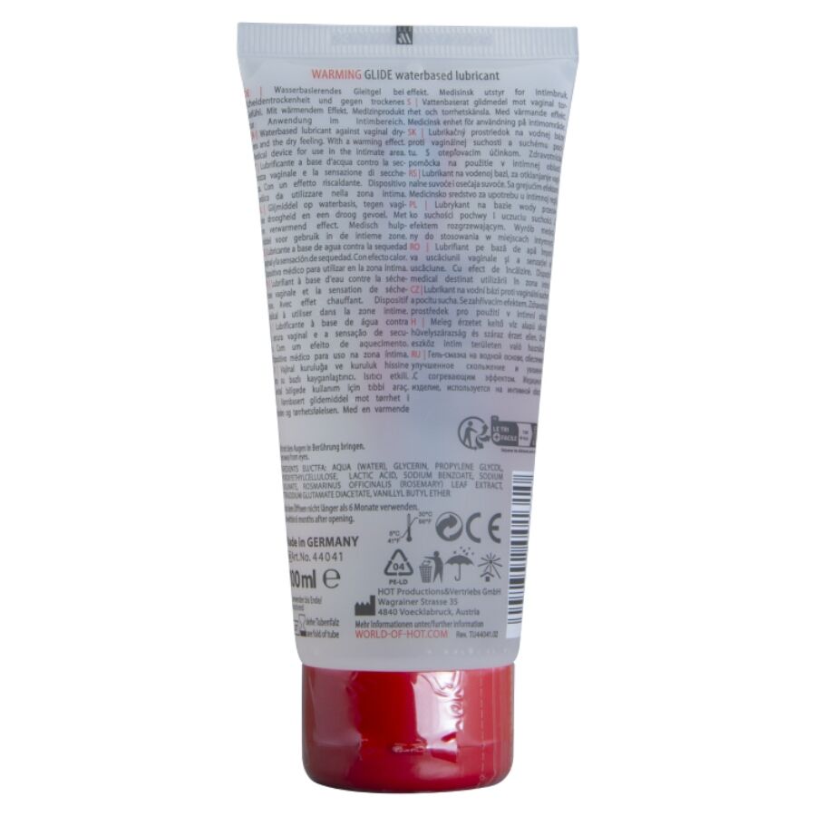 HOT - LUBRIFICANTE À BASE DE ÁGUA COM AQUECIMENTO E DESLIZAMENTO 100 ML