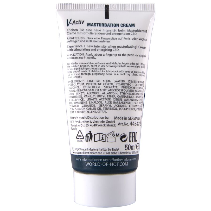 HOT - CREME PARA MASTURBAÇÃO COM CBD - UNISSEX 100ML