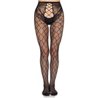 LEG AVENUE - MEIA-CALÇA DE REDE 1966 COM CALCINHA SEM FUNDO PRETA - TAMANHO ÚNICO