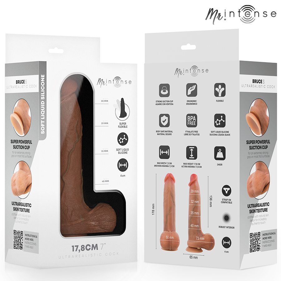 MR INTENSE - BRUCE PÊNIS ULTRA-REALISTA COM TESTÍCULOS 17,8 CM -Ø- 4 CM