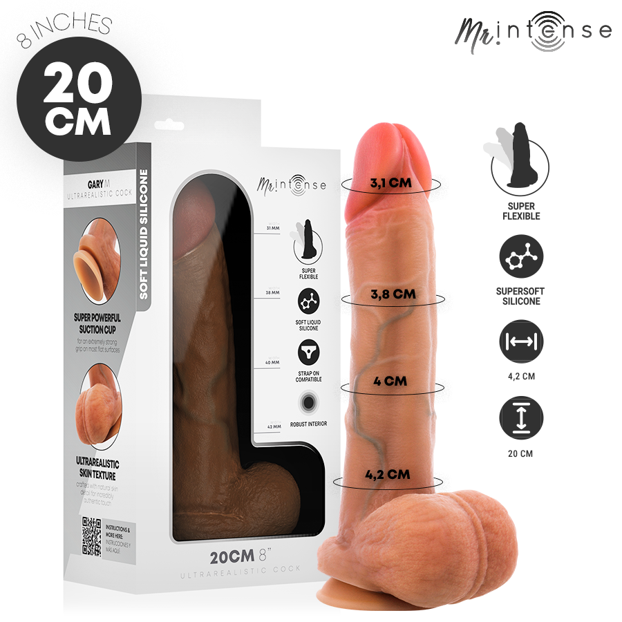 MR INTENSE - GARY M PÊNIS ULTRA-REALISTA COM TESTÍCULOS 20 CM -Ø- 4,2 CM