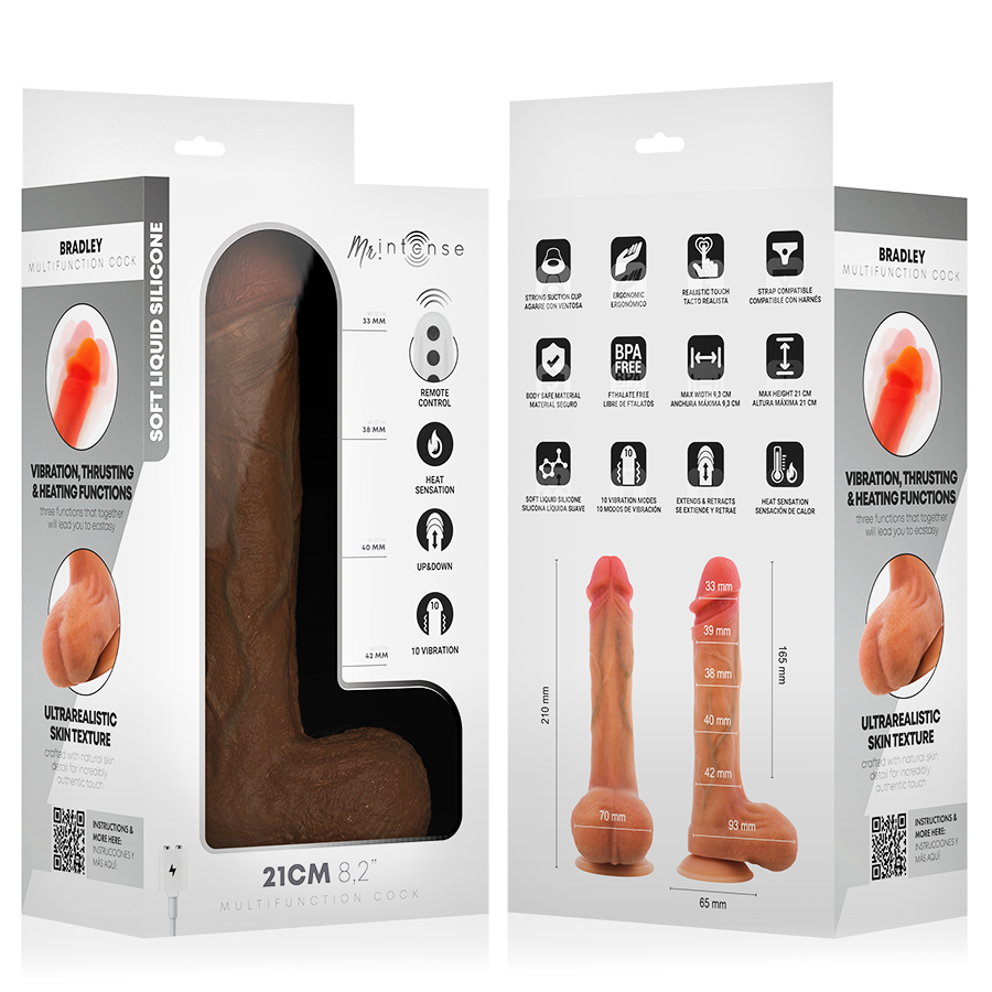 MR INTENSE - BRADLEY VIBRADOR DILDO COM EFEITO DE CALOR E CONTROLE REMOTO 21 CM -Ø- 4,2 CM