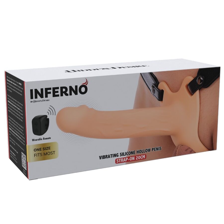 HIDDEN DESIRE - INFERNO MANGA PENIANA VIBRATÓRIA COM STRAP-ON 20 CM