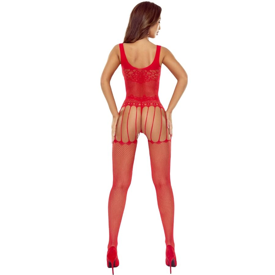PASSION - BS119 MEIA-CALÇA FLORAL VERMELHA