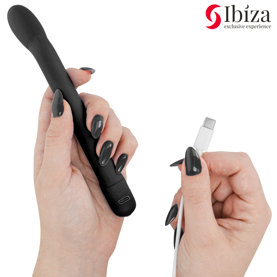 IBIZA - VIBRADOR DE PONTO G PRETO COM VIBRAÇÃO