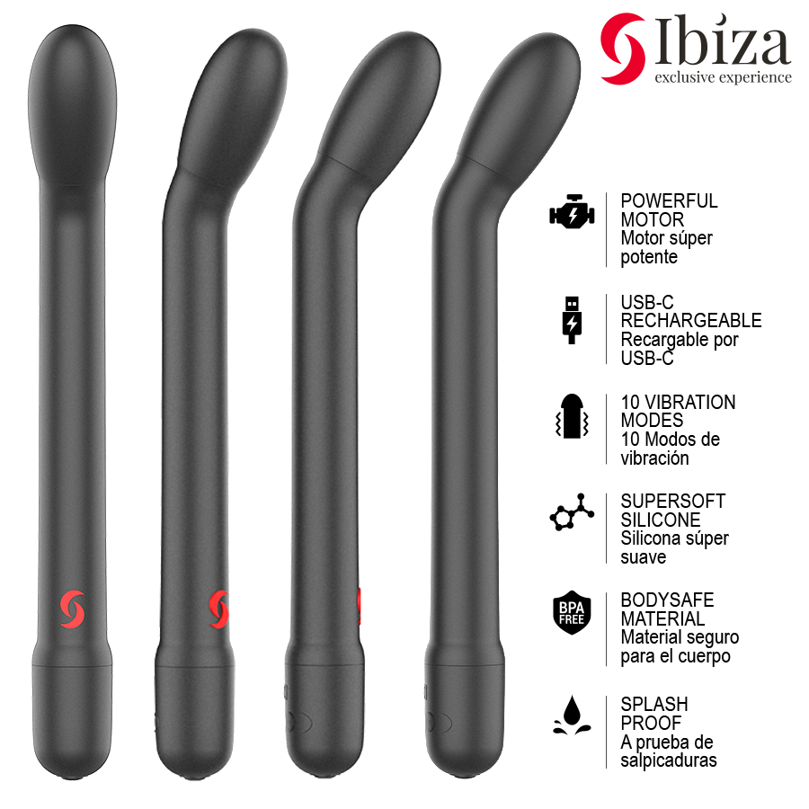 IBIZA - VIBRADOR DE PONTO G PRETO COM VIBRAÇÃO
