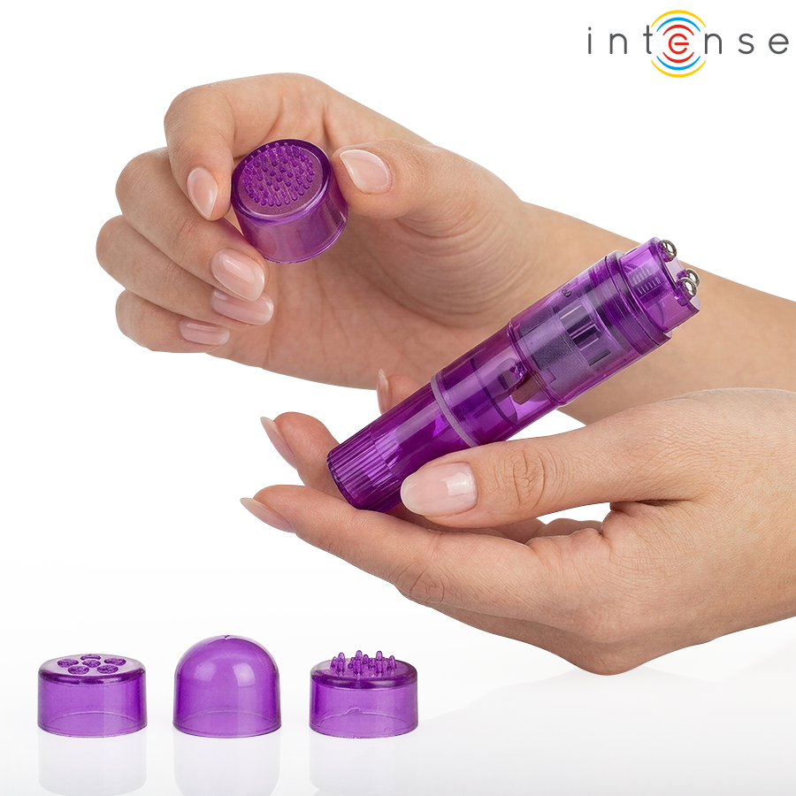 INTENSE - MINI MASSAGEADOR KURT COM 4 CABEÇAS INTERCAMBIÁVEIS ROXO